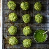 Recipe of the Week - Spanakopita Chicken Meatballs with Spinach Pesto