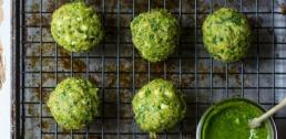 Recipe of the Week - Spanakopita Chicken Meatballs with Spinach Pesto